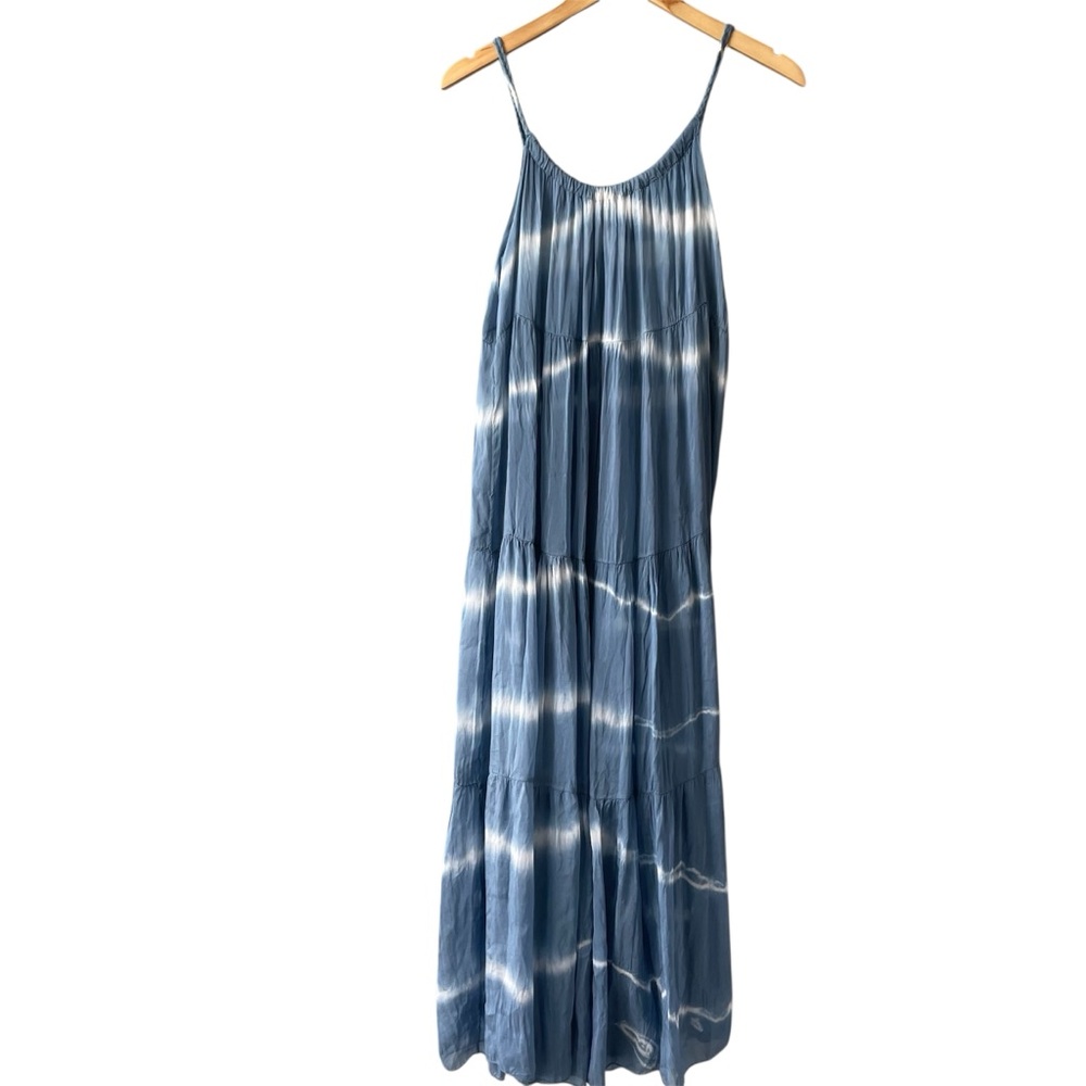 Elena Baldi Blue Tie-Dye Silk Maxi Dress